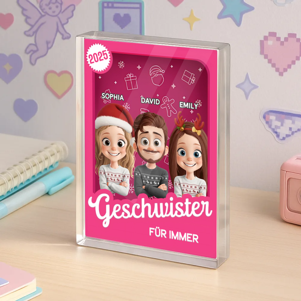 Personalisierter Acryl-Aufsteller mit 2-6 Personen, Katzen oder Hunde, Geschenk für Familie und Freunde