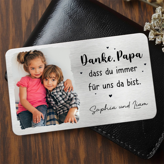 "Danke Papa, Danke Mama" Geldbörsen-Karte mit Foto Wallet Card personalisiert
