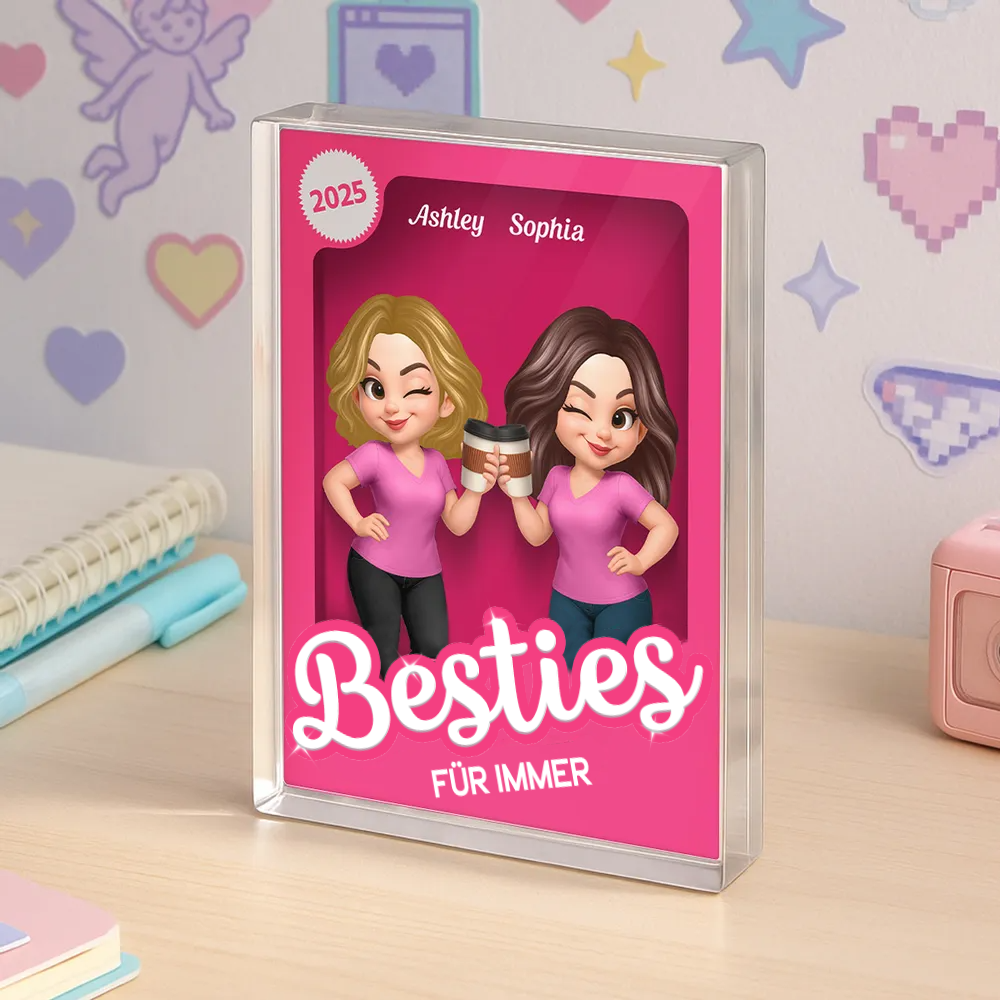Personalisierter Acrylblock (flach) mit 2-6 Frauen Geschenk für Beste Freundin und Schwester
