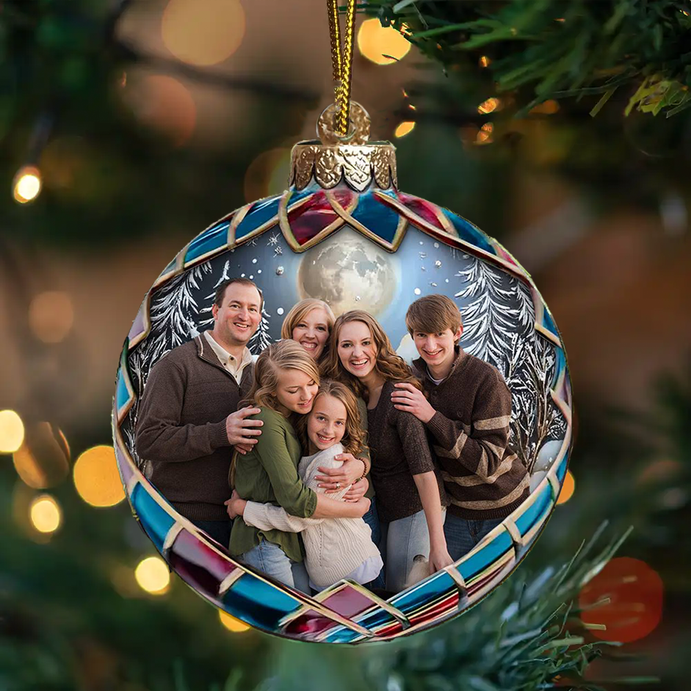 Personalisierter flacher Acryl-Weihnachtsanhänger mit Foto