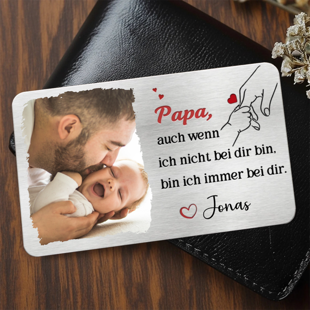 Baby und Papa- Personalisierte Brieftasche-Karte mit Foto und Spruch Geschenk für Papa