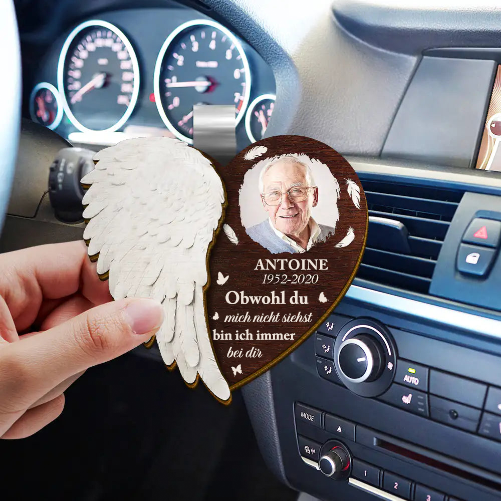 Engelsflügel-Personalisiertes Sonnenblendenclip mit Foto Trauersgeschenk