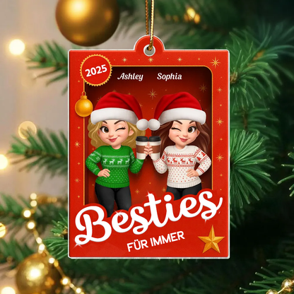 Acrylanhänger mit 2-6 Frauen Christbaumschmuck für beste Freundin und Schwester