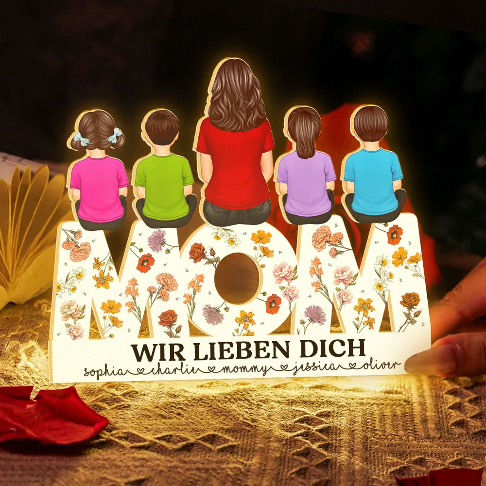 MOM Blumen Personalisierte Lichtbox/ LED Nachtlicht Geschenk für Mama