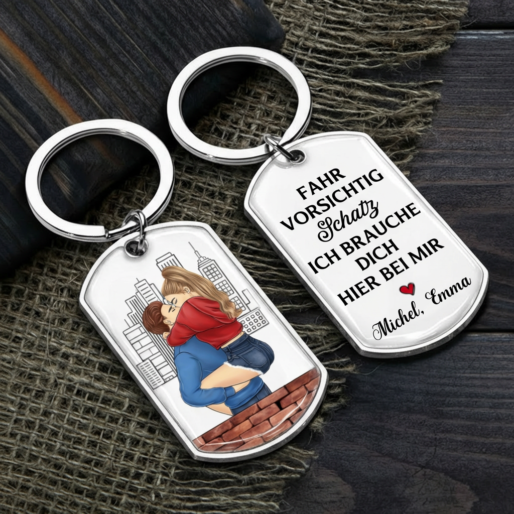 Schlüsselanhänger mit Paar personalisiert Edelstahl-Schlüsselanhänger mit Expoxidharz
