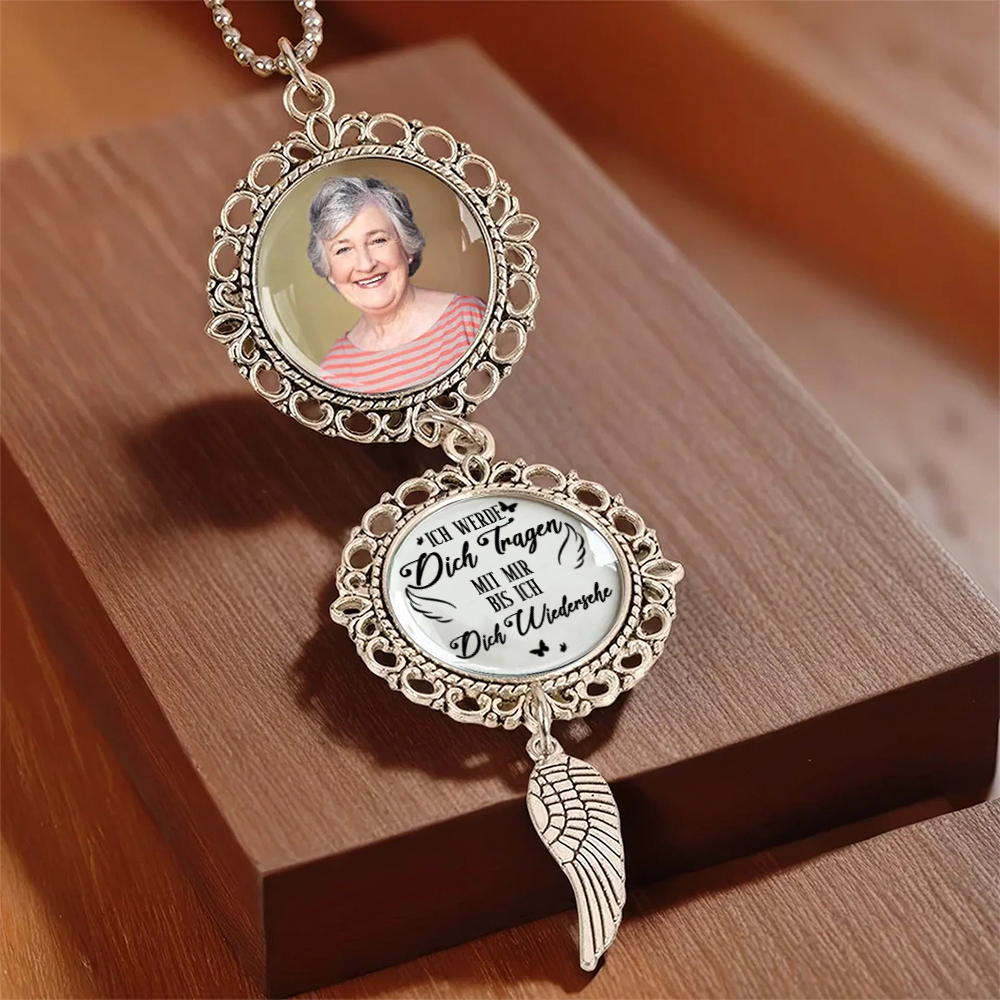 Personalisierter  Metall-Anhänger mit Foto Trauergeschenk
