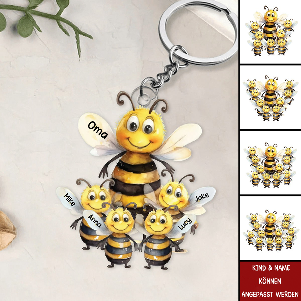 Bienen Familie- Acryl Schlüsselanhänger mit Beidseitigendruck für Mama und Oma