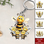 Bienen Familie- Acryl Schlüsselanhänger mit Beidseitigendruck für Mama und Oma