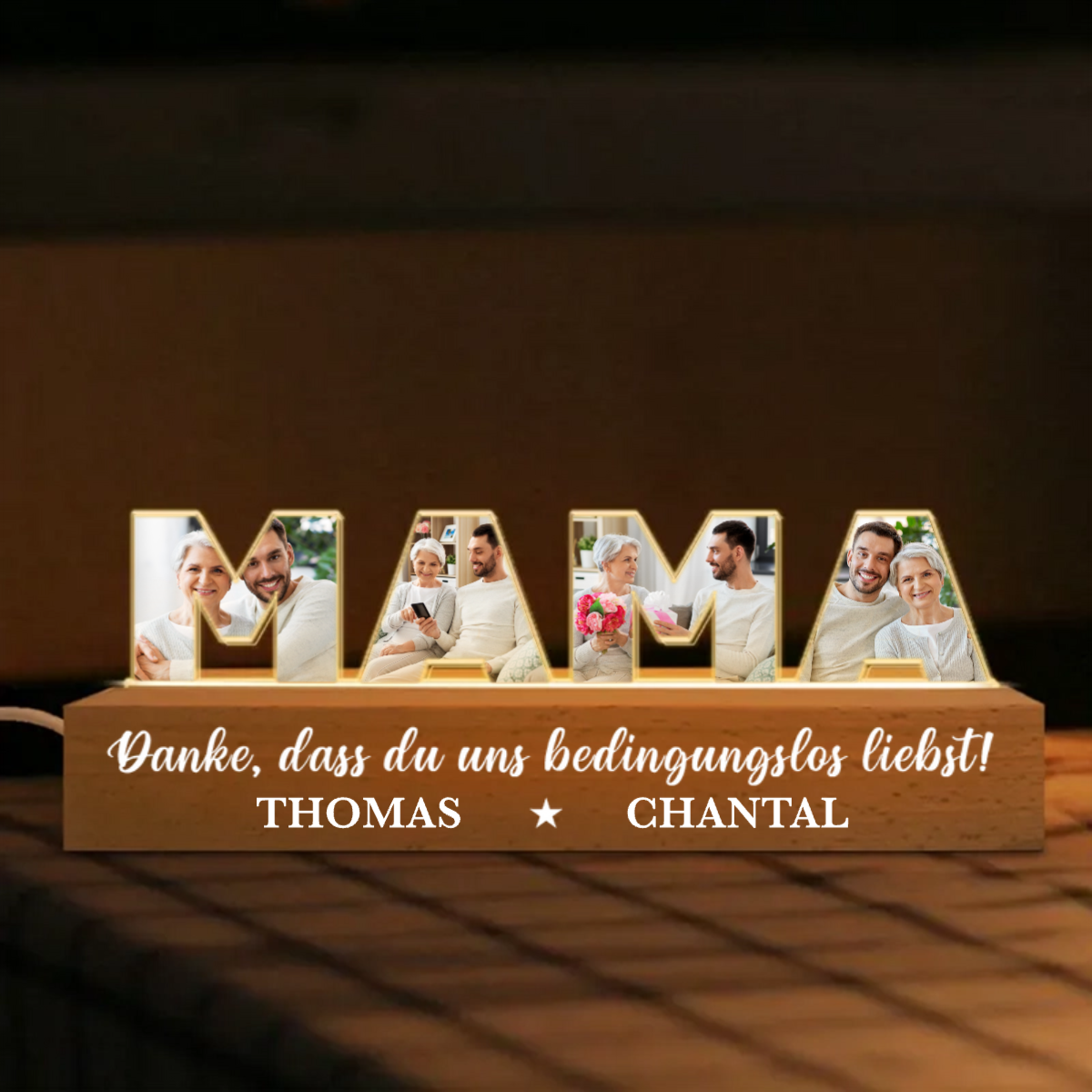 Personalisierte Nachtlicht mit Fotos, Namen und Text Geschenk für Mama und Oma