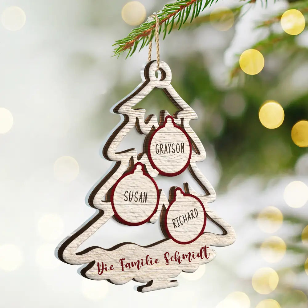 Familie Baum mit Haustier Weihnachten Icon - Personalisierte 2-Layer-Mix Ornament