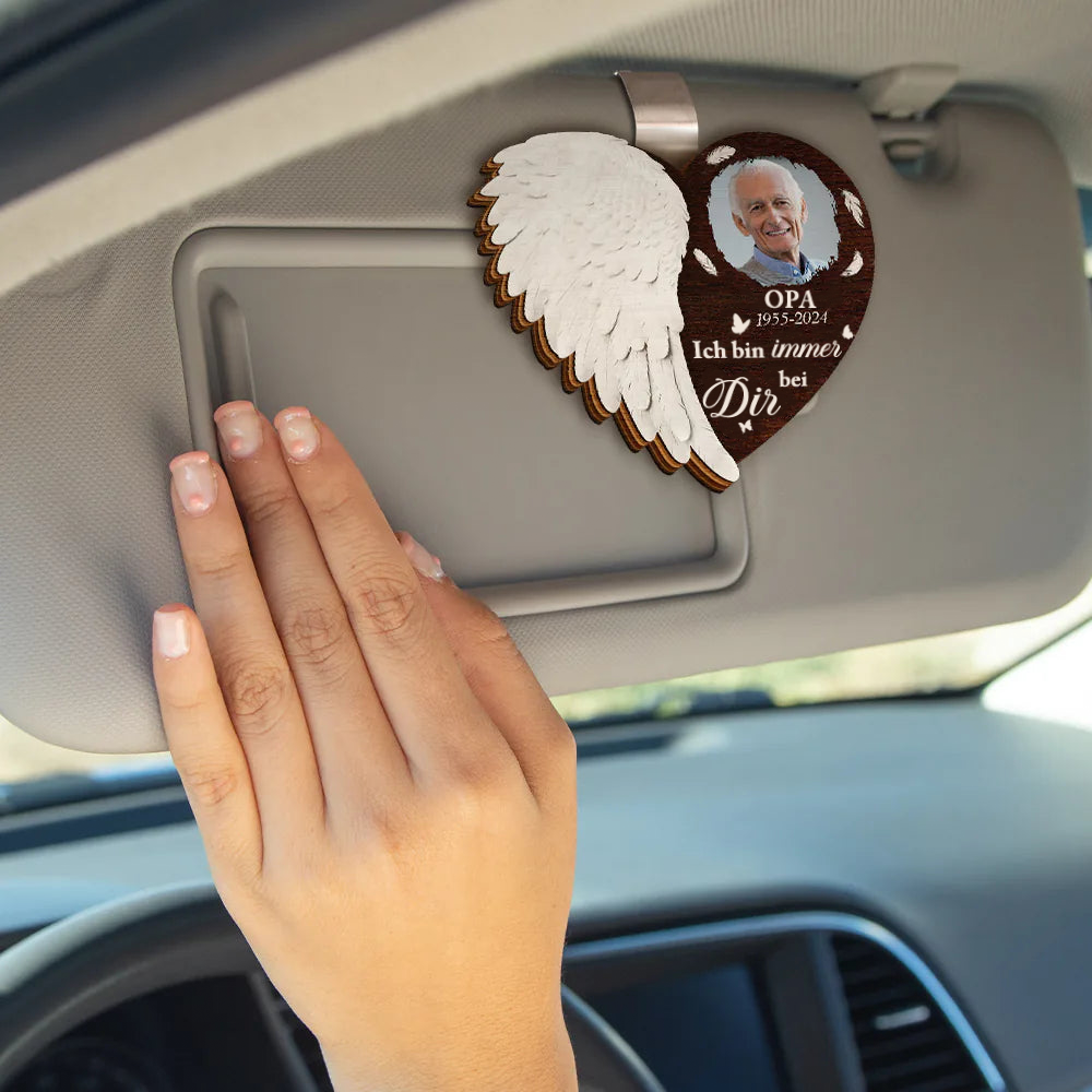 Engelsflügel-Personalisiertes Sonnenblendenclip mit Foto Trauersgeschenk
