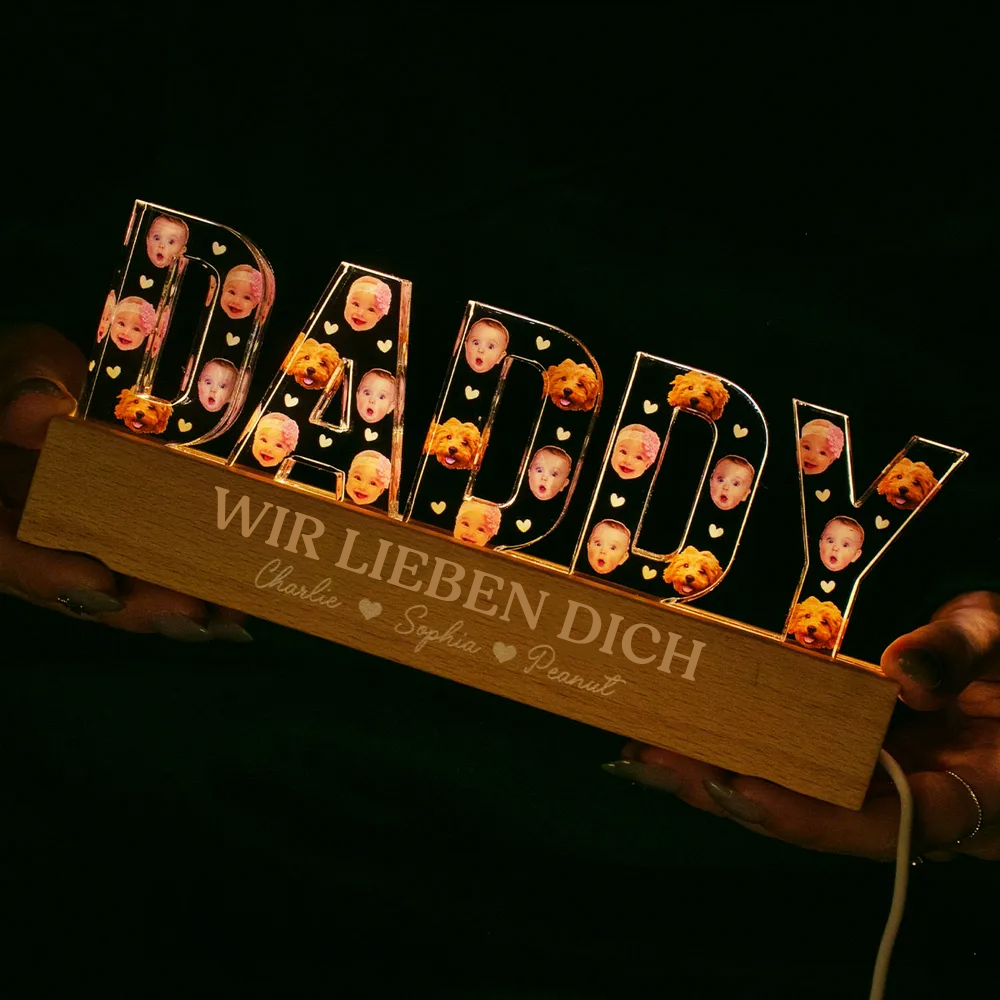 Personalisiertes DADDY-Nachtlicht mit Gesichter Geschenke für Vater