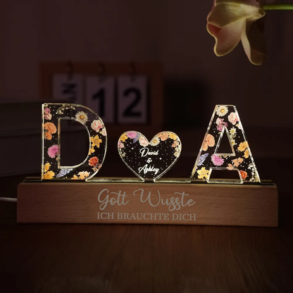 2 Buchstaben Personalisiertes LED-Nachtlicht Geschenk für Liebespaar