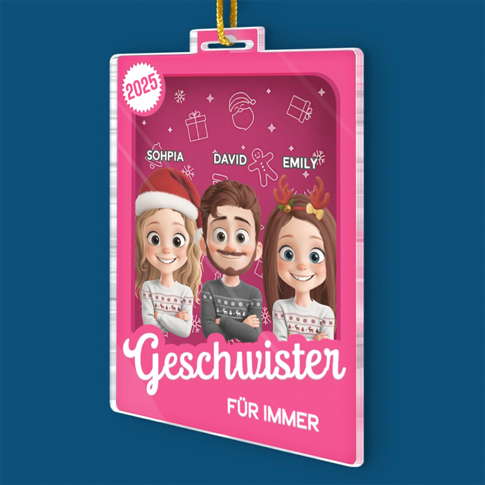 Personalisierter Acrylanhänger mit 2-6 Personen oder Haustieren Christbaumschmuck für Familie und Freunde