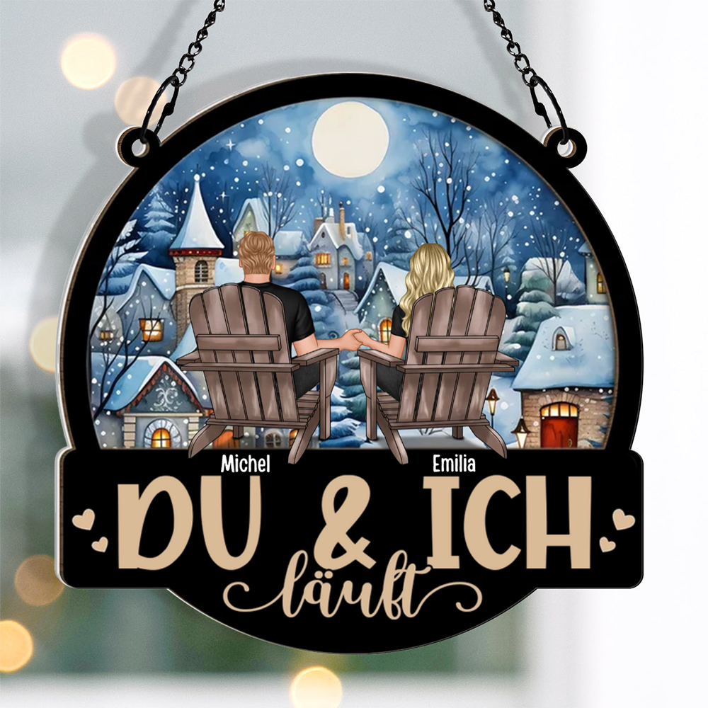 Personalisierte Acryl & Holz Fenster Sonnenfänger Ornament-für Liebespaar