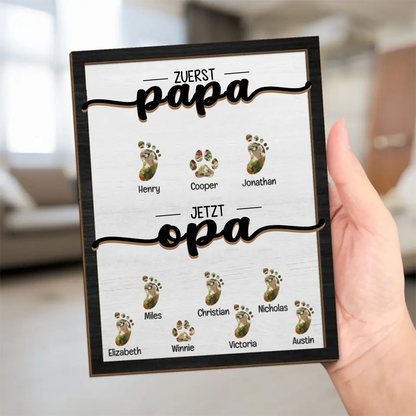 Zuerst Papa, Jetzt Opa-Personalisierte Holzplakette für Großvater und Vater