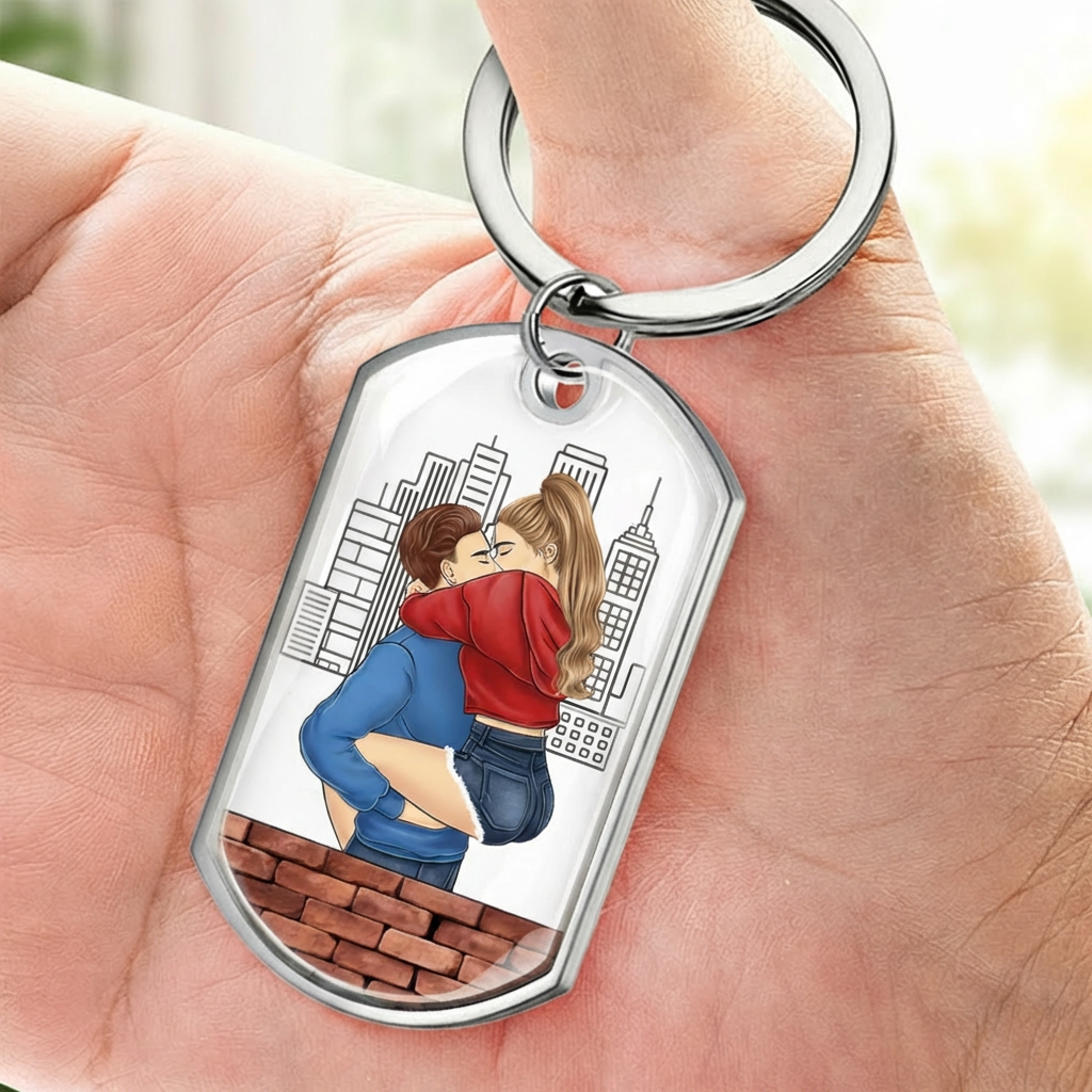 Schlüsselanhänger mit Paar personalisiert Edelstahl-Schlüsselanhänger mit Expoxidharz