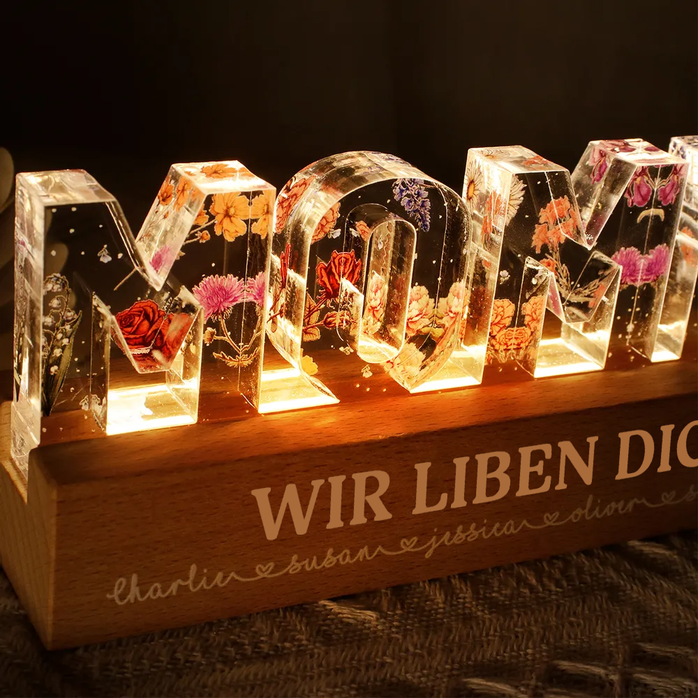 Personalisertes MAMA-Nachtlicht mit Geburtsblumen für Mama und Oma