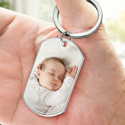 Der Moment, als du...Foto Schlüsselanhänger mit Gravur Edelstahl-Schlüsselanhänger mit Expoxidharz