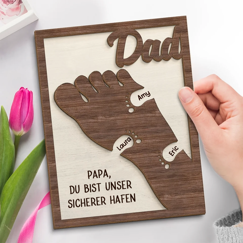 Füße-Personalisierte Holzplakette für Papa