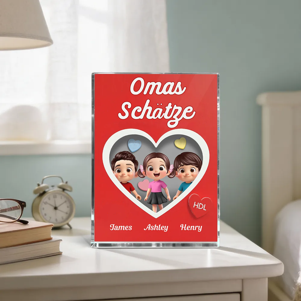 Omas Schätze-Personalisierter Acrylblock mit Kinder Geschenk für Mama und Oma