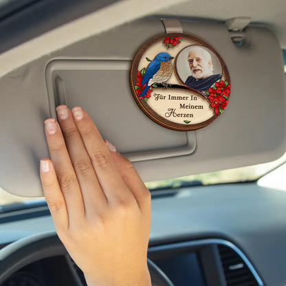 Personalisiertes Sonnenblendenclip mit Foto Trauersgeschenk