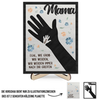 Personalisierte Holztafel mit Hände für Mama und Oma