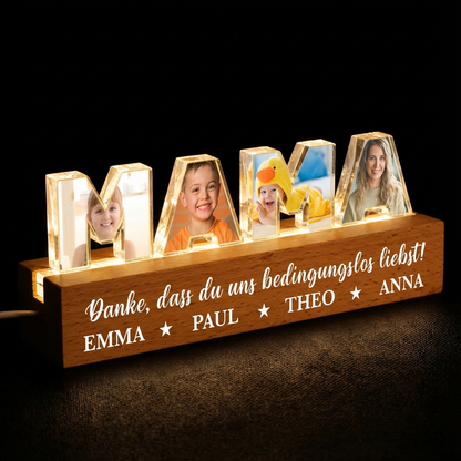 Personalisierte Nachtlicht mit Fotos, Namen und Text Geschenk für Mama und Oma