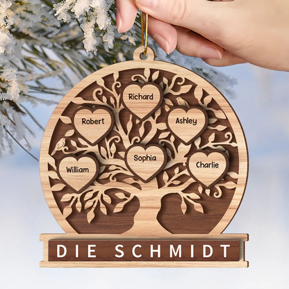 Familienbaum- Personalisierter Holzanhänger in 2 Lagen Christbaumschmuck