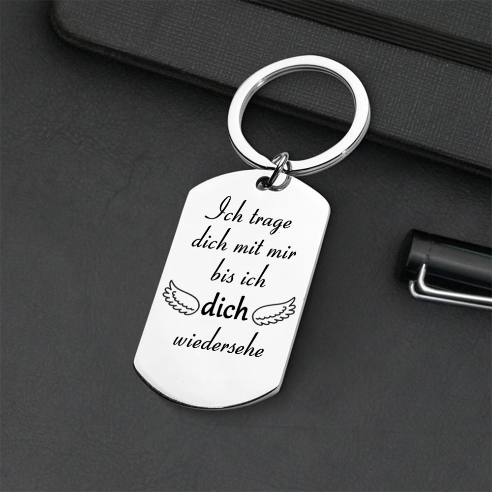 Foto Schlüsselanhänger mit Gravur Edelstahl-Schlüsselanhänger mit Expoxidharz Trauergeschenk