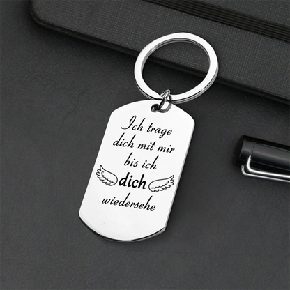 Foto Schlüsselanhänger mit Gravur Edelstahl-Schlüsselanhänger mit Expoxidharz Trauergeschenk