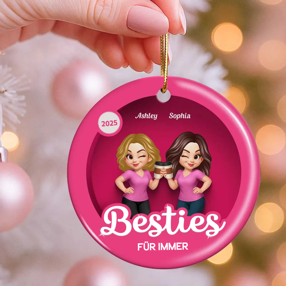 Keramikornament mit 2-6 Frauen personalisiert Christbaumschmuck für Schwester und beste Freundinnen