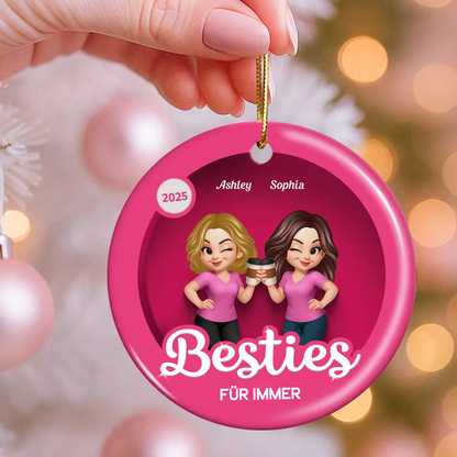 Keramikornament mit 2-6 Frauen personalisiert Christbaumschmuck für Schwester und beste Freundinnen