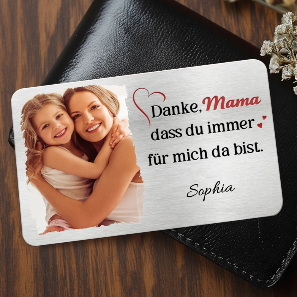 "Danke Papa" Foto Geldbörse-Karte mit Gravur Geschenk für Papa und Mama