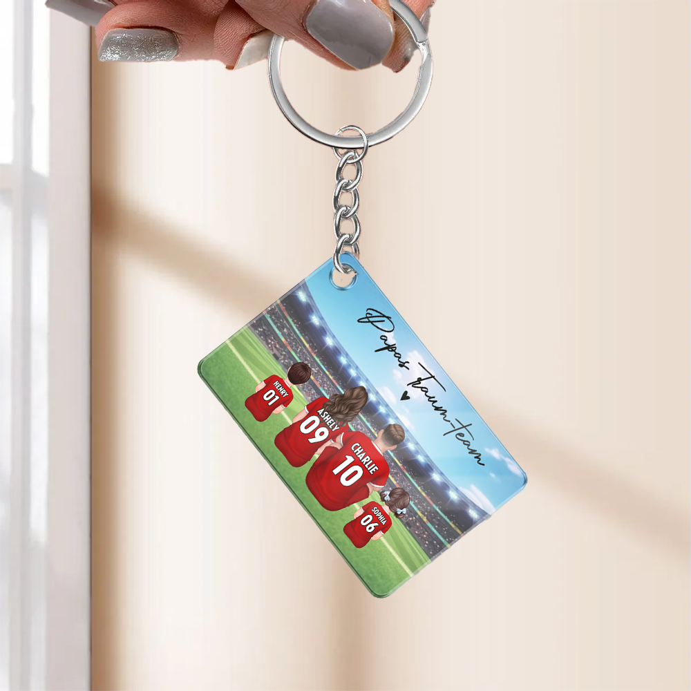 Fußballfamilien- Personalisierter Acrylschlüsselanhänger Geschenk für Papa