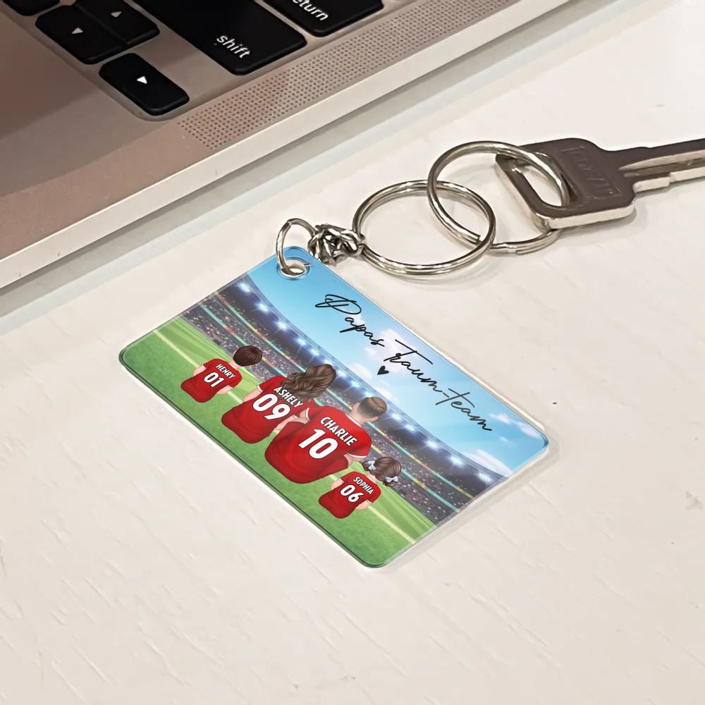 Fußballfamilien- Personalisierter Acrylschlüsselanhänger Geschenk für Papa