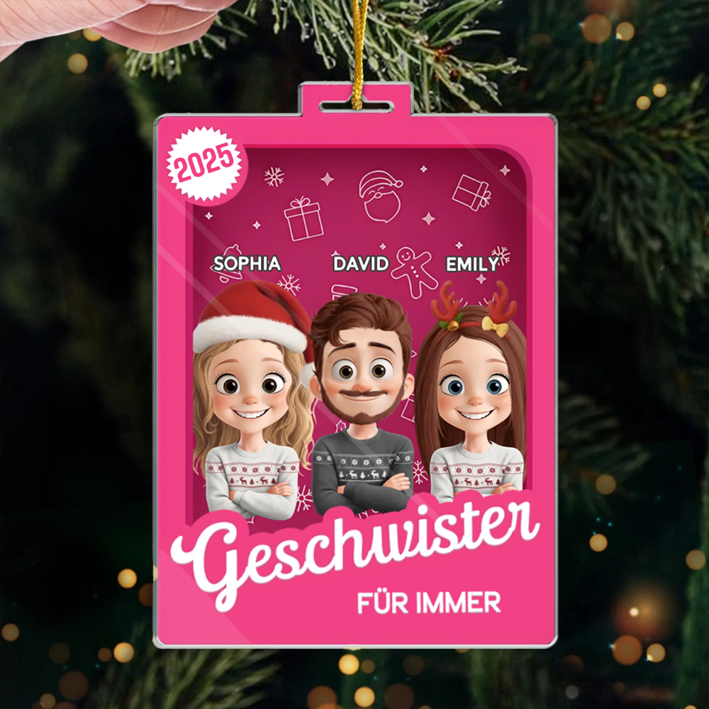 Personalisierter Acrylanhänger mit 2-6 Personen oder Haustieren Christbaumschmuck für Familie und Freunde