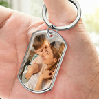 Foto Schlüsselanhänger mit Gravur Edelstahl-Schlüsselanhänger mit Expoxidharz Geschenk für Papa, Mama, Oma und Opa