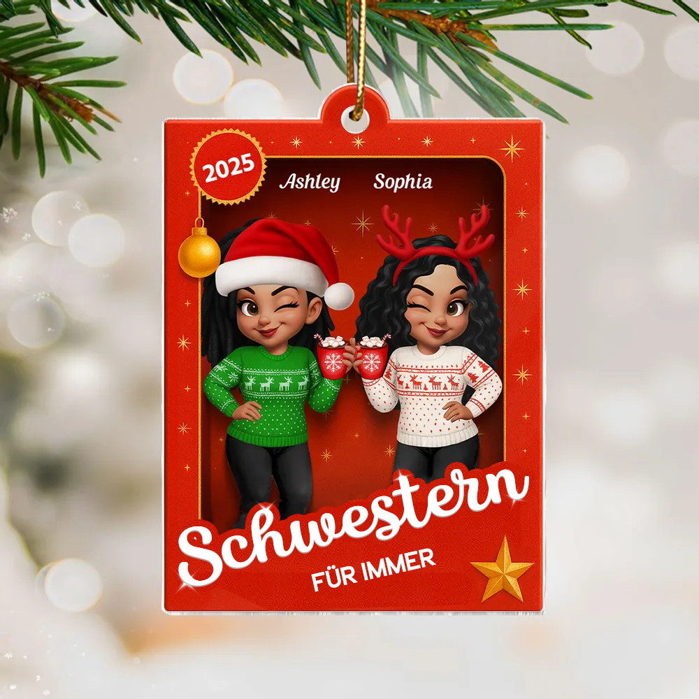 Acrylanhänger mit 2-6 Frauen Christbaumschmuck für beste Freundin und Schwester