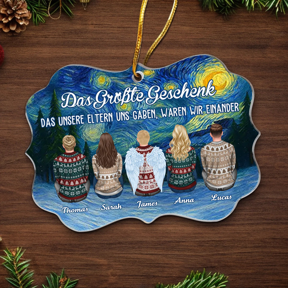 Acrylanhänger mit 2-8 Personen Personalisierter Christbaumschmuk für Familie, Bruder und Schwester