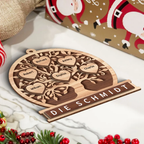 Familienbaum- Personalisierter Holzanhänger in 2 Lagen Christbaumschmuck