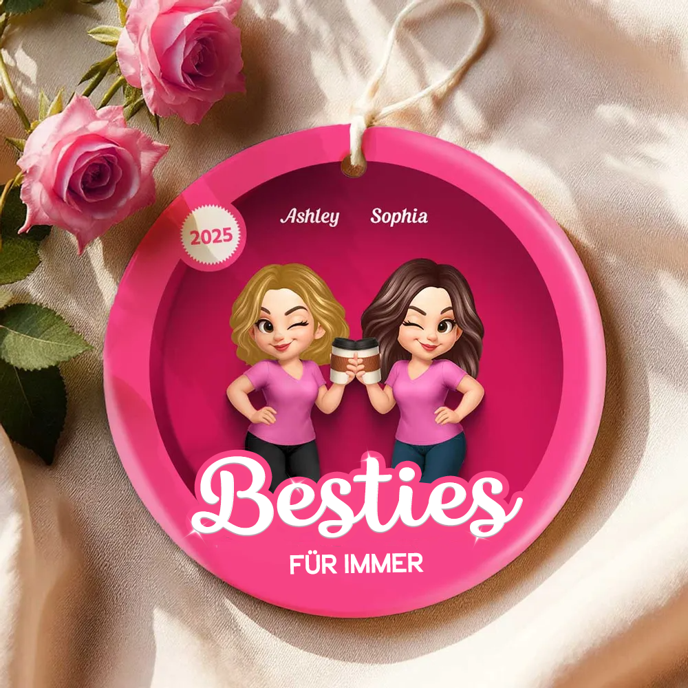 Keramikornament mit 2-6 Frauen personalisiert Christbaumschmuck für Schwester und beste Freundinnen