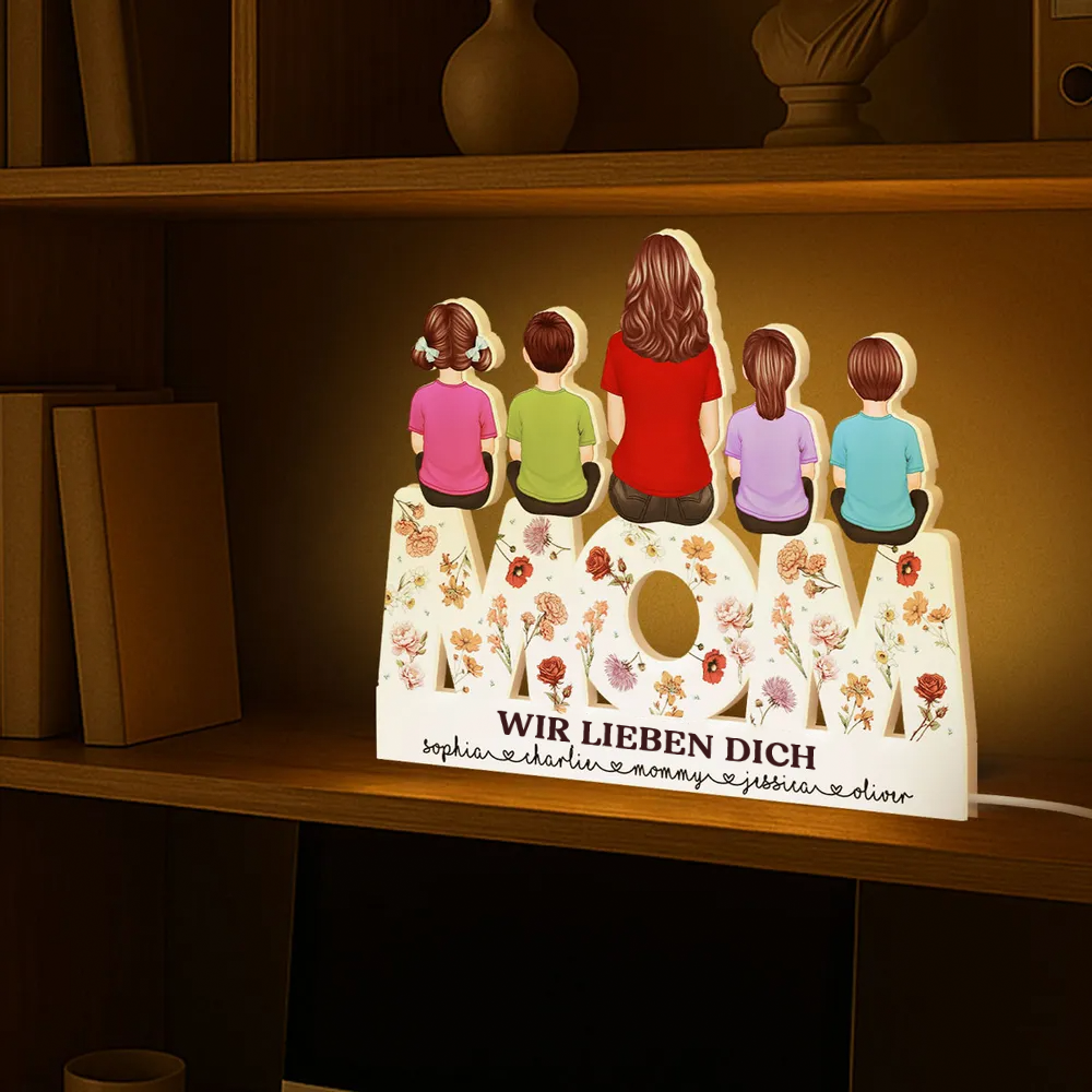 MOM Blumen Personalisierte Lichtbox/ LED Nachtlicht Geschenk für Mama