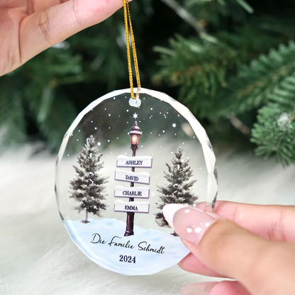 Personalisierter Weihnachtsornament mit Straßenschild-Design