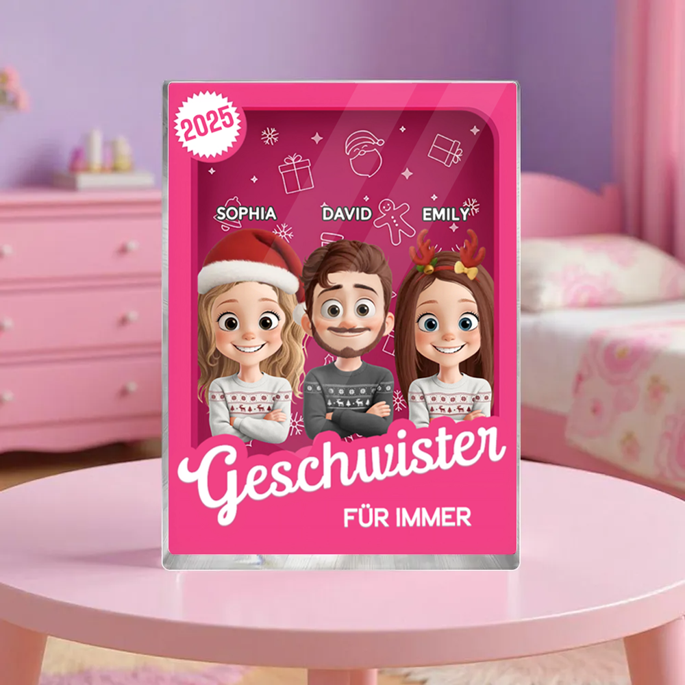 Personalisierter Acryl-Aufsteller mit 2-6 Personen, Katzen oder Hunde, Geschenk für Familie und Freunde