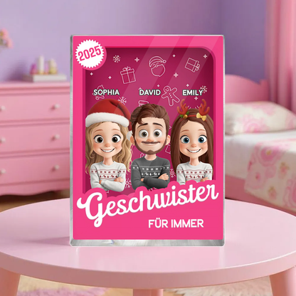 Personalisierter Acryl-Aufsteller mit 2-6 Personen, Katzen oder Hunde, Geschenk für Familie und Freunde