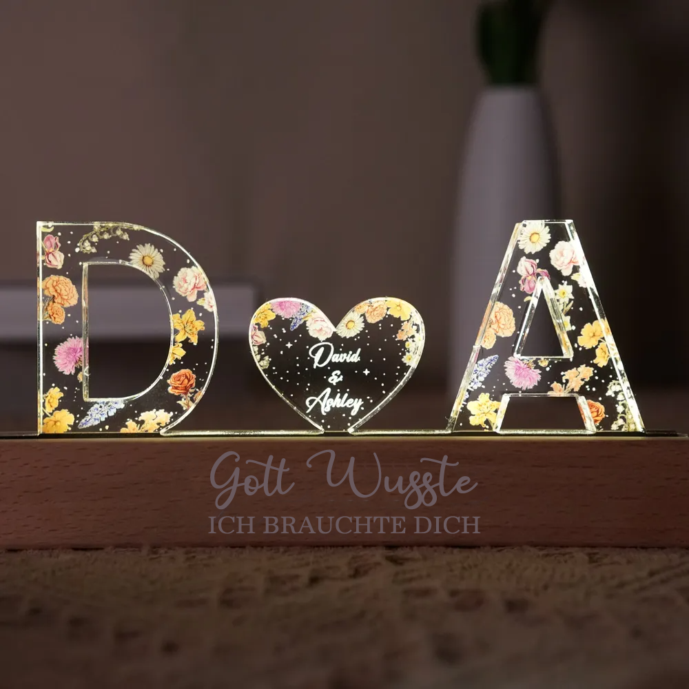 2 Buchstaben Personalisiertes LED-Nachtlicht Geschenk für Liebespaar