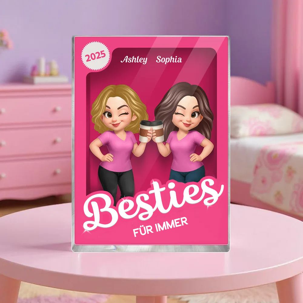 Personalisierter Acrylblock (flach) mit 2-6 Frauen Geschenk für Beste Freundin und Schwester