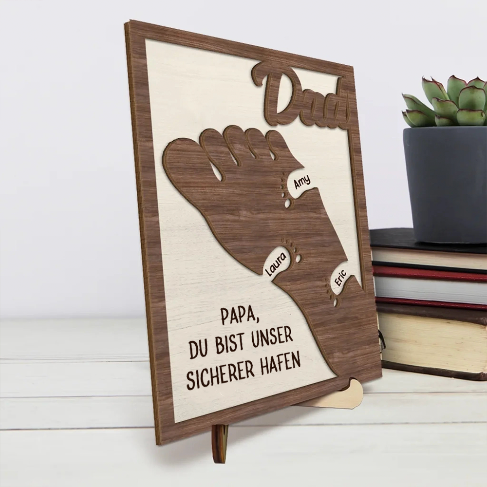 Füße-Personalisierte Holzplakette für Papa