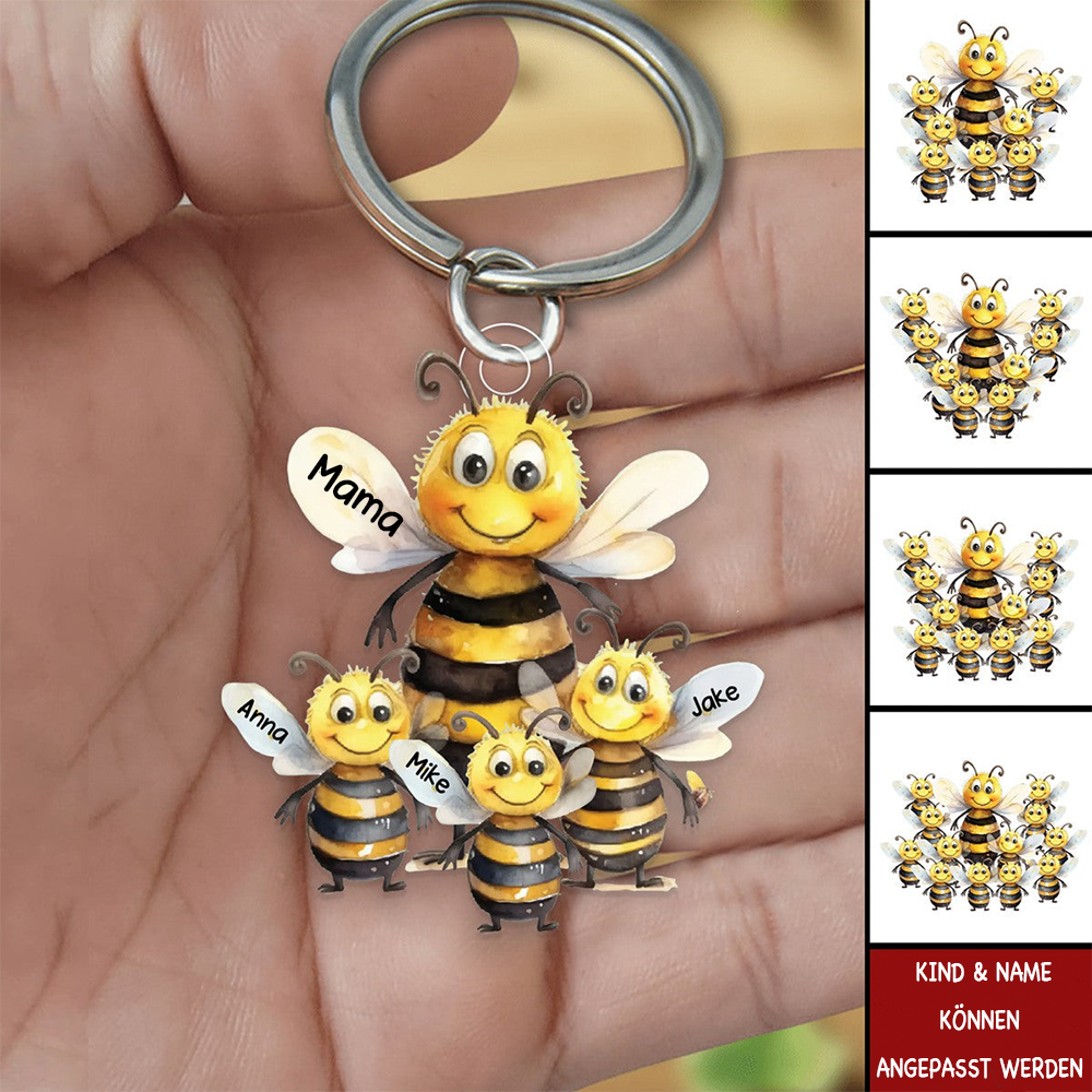 Bienen Familie- Acryl Schlüsselanhänger mit Beidseitigendruck für Mama und Oma